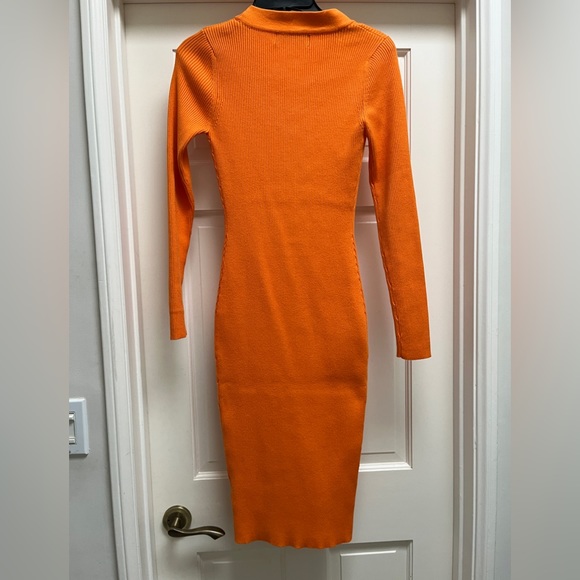 🌟NWOT Sexy Siren Orange Knit Bodycon Dress - Picture 5 of 6